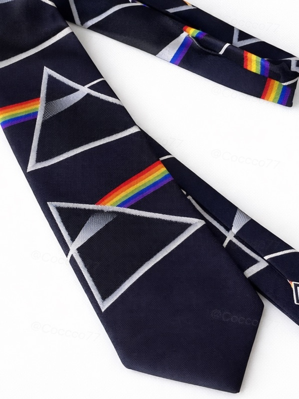 Pink Floyd Dark Side of the Moon Tie 100% Silk Rainbow Prism Rock Band Necktie